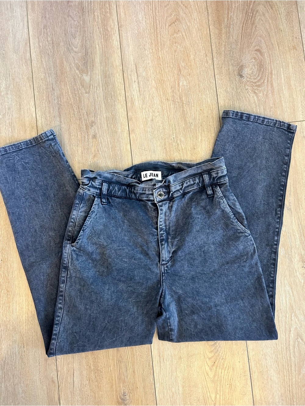 LE JEAN Washed Black High-Waist Straight Jeans Size 28 NWOT